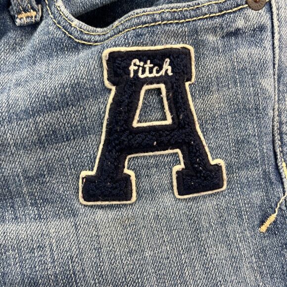 Abercrombie Kids Girls Denim Skinny Jeans Size 16 A Fitch Varsity Patch - Picture 4 of 13